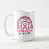 Rainbow Breast Cancer Warrior with Name Coffee Mug (Left)