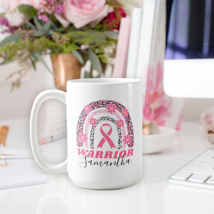 Rainbow Breast Cancer Warrior with Name Coffee Mug