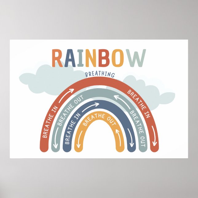 Rainbow Breathing Mindful Breathing Poster (Front)