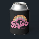 Rainbow Bride Retro Personalised  Can Cooler<br><div class="desc">Rainbow Bride Retro Personalised Can Cooler</div>