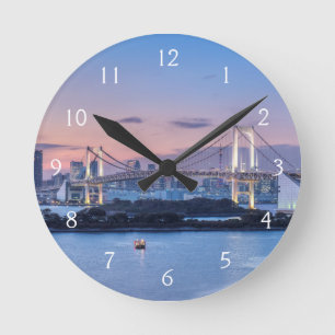 Rainbow Bridge at twilight Round Clock