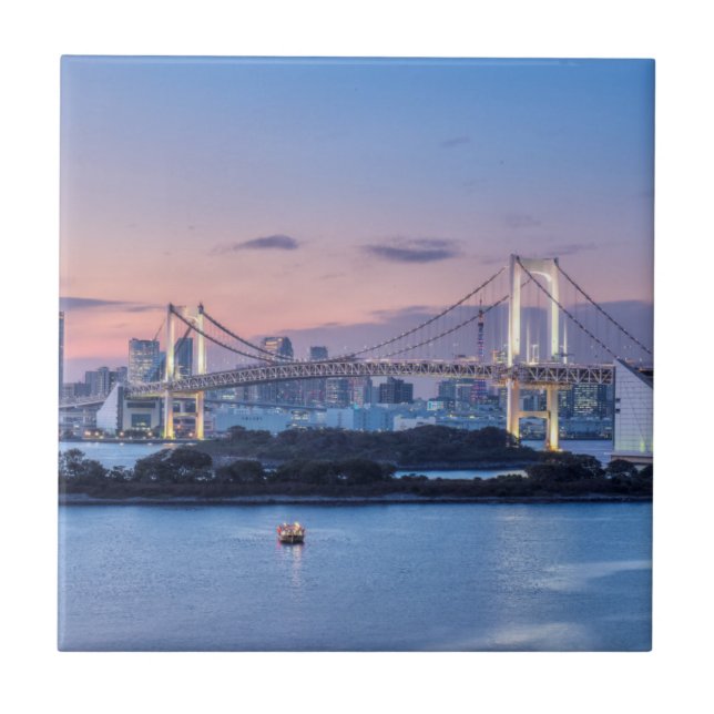 Rainbow Bridge at twilight Tile (Front)