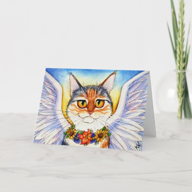 Rainbow bridge cat angel card (Front)