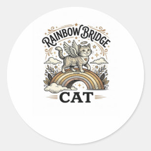Rainbow Bridge Cat Cat Memorial Rainbow Bridge Vin Classic Round Sticker