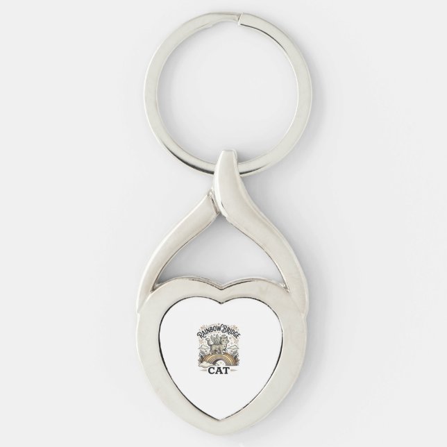 Rainbow Bridge Cat Cat Memorial Rainbow Bridge Vin Key Ring (Front)