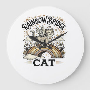 Rainbow Bridge Cat Cat Memorial Rainbow Bridge Vin Large Clock