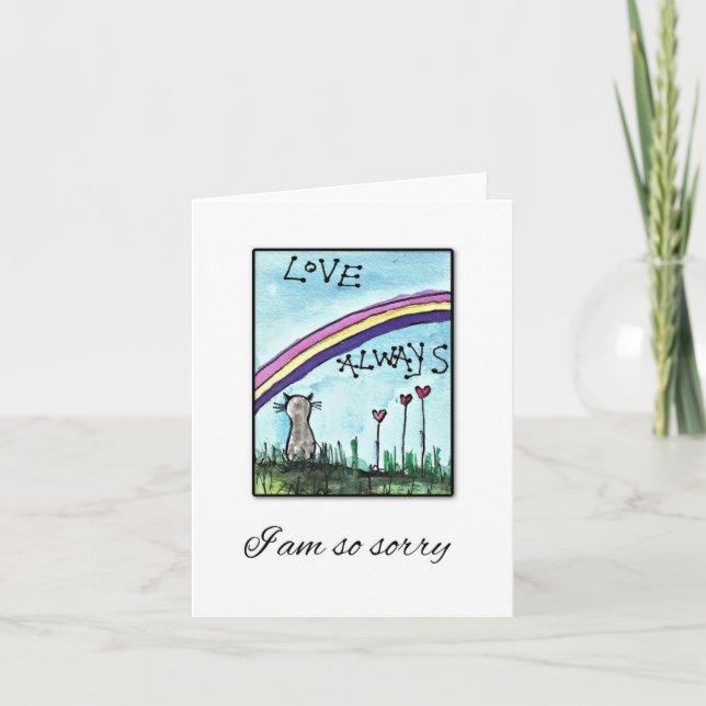 Rainbow Bridge, Cat Sympathy Card (Front)