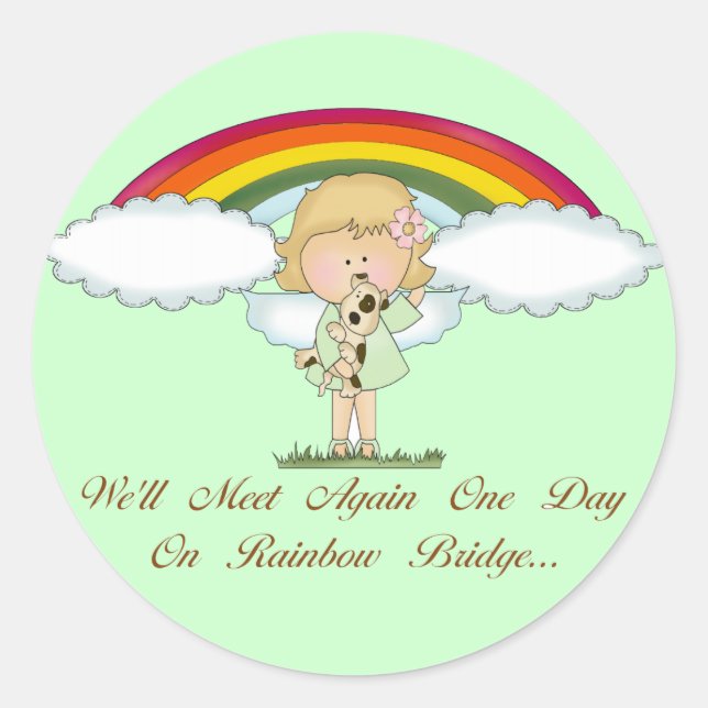 Rainbow Bridge (dog) Classic Round Sticker (Front)