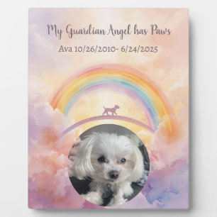 Rainbow Bridge Guardian Angel with Paws Pet Plaque