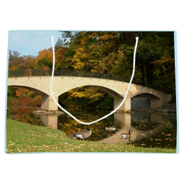 Rainbow Bridge in Fall at Grove City College Large Gift Bag (Front)