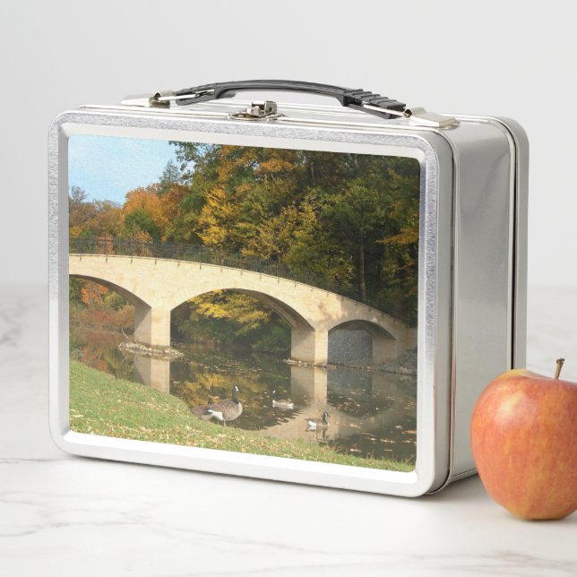 Rainbow Bridge in Fall at Grove City College Metal Lunch Box (In Situ)