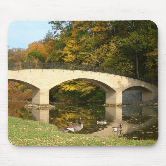 Rainbow Bridge in Fall at Grove City College Mouse Mat (Front)