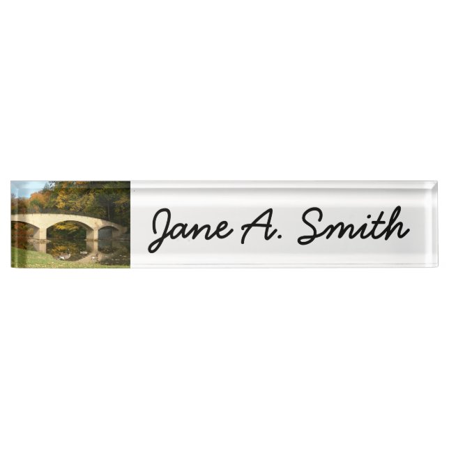 Rainbow Bridge in Fall at Grove City College Nameplate (Front)