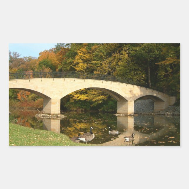 Rainbow Bridge in Fall at Grove City College Rectangular Sticker (Front)