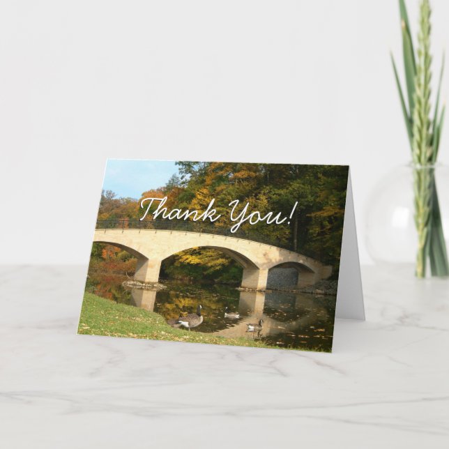 Rainbow Bridge in Fall at Grove City College Thank You Card (Front)