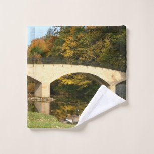 Rainbow Bridge in Fall at Grove City College Wash Cloth