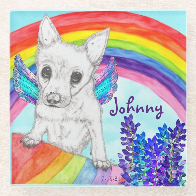 Rainbow Bridge Loss of a Pet Dog Glass Coaster (Front)