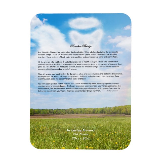 Rainbow Bridge MALE Dog Sympathy Magnet (Vertical)