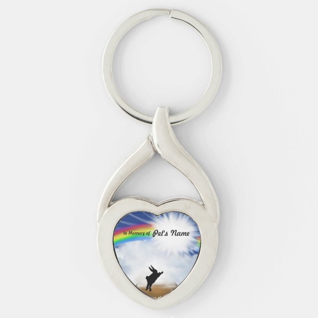 Rainbow Bridge Memorial for Rabbits Key Ring (Front)