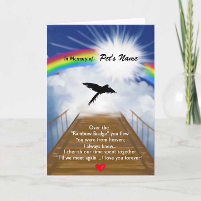 Rainbow Bridge Memorial Poem for Birds Card (Front)