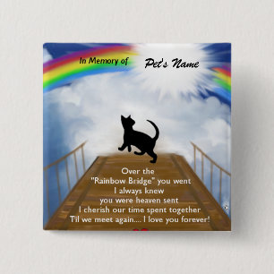Rainbow Bridge Memorial Poem for Cats 15 Cm Square Badge