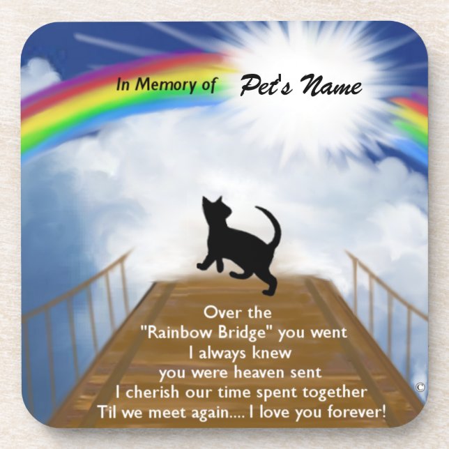Rainbow Bridge Memorial Poem for Cats Coaster (Front)