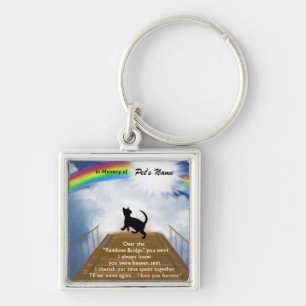 Rainbow Bridge Memorial Poem for Cats Key Ring