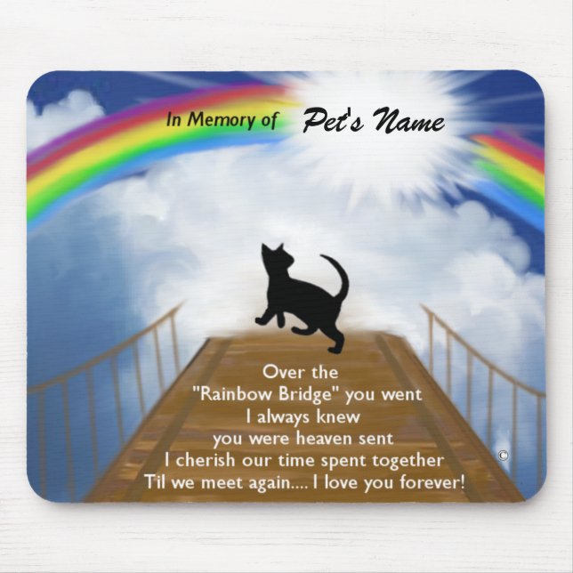Rainbow Bridge Memorial Poem for Cats Mouse Mat (Front)