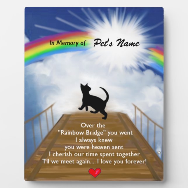 Rainbow Bridge Memorial Poem for Cats Plaque (Front)