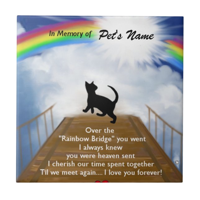 Rainbow Bridge Memorial Poem for Cats Tile (Front)