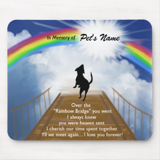 Rainbow Bridge Memorial Poem for Dogs Mouse Mat (Front)