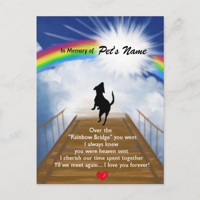 Rainbow Bridge Memorial Poem for Dogs Postcard (Front)