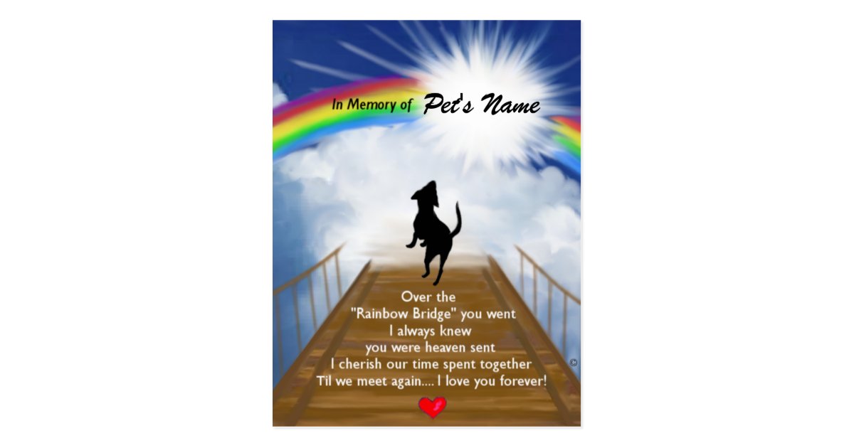 Rainbow Bridge Memorial Poem For Dogs Postcard Zazzle Co Uk