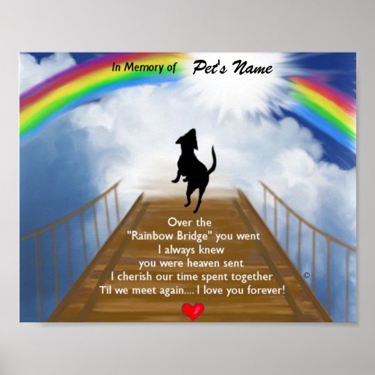 Rainbow Bridge Memorial Poem for Dogs Poster | Zazzle.co.uk