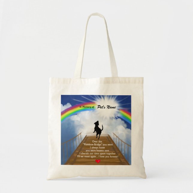 Rainbow Bridge Memorial Poem for Dogs Tote Bag (Front)