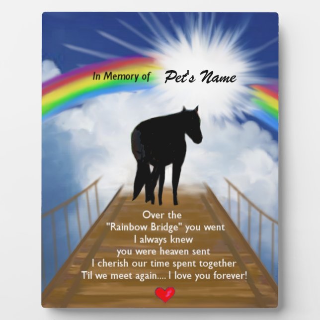 Rainbow Bridge Memorial Poem for Horses Plaque (Front)
