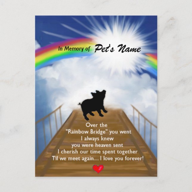 Rainbow Bridge Memorial Poem for Pigs Postcard (Front)
