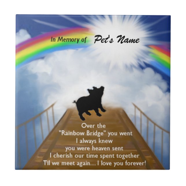 Rainbow Bridge Memorial Poem for Pigs Tile (Front)