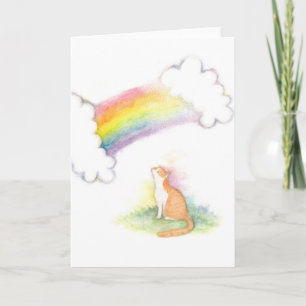 Rainbow Bridge Orange White Cat Sympathy Card