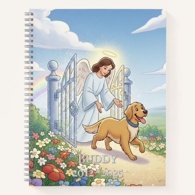 Rainbow Bridge Personalised Pet Memorial Notebook (Front)