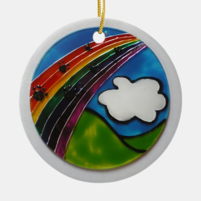 Rainbow Bridge Pet Memorial Ceramic Tree Decoration (Front)