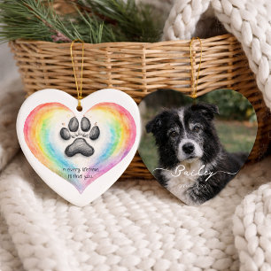 Rainbow Bridge Pet Memorial Photo Print Ceramic Tree Decoration
