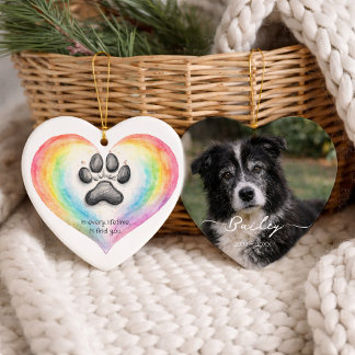 Rainbow Bridge Pet Memorial Photo Print Ceramic Tree Decoration