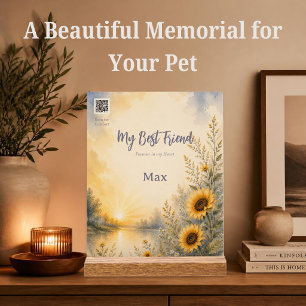 Rainbow Bridge Pet Memorial with Spotify Playlist Acrylic Sign