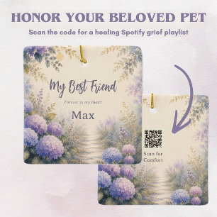 Rainbow Bridge Pet Memorial with Spotify Playlist Ceramic Ornament
