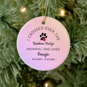Rainbow Bridge Pet Photo Round Ceramic Tree Decoration