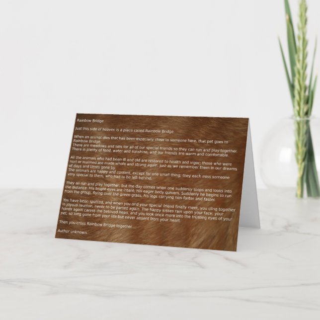 Rainbow Bridge Pet Sympathy Poetry Card (Front)