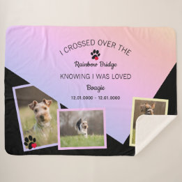 Rainbow Bridge Photo Pet Memorial Large Sherpa Blanket