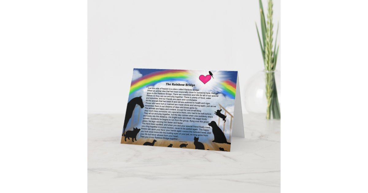 rainbow bridge poem card zazzlecouk