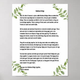 Rainbow Bridge Poem Leaves Accent Poster